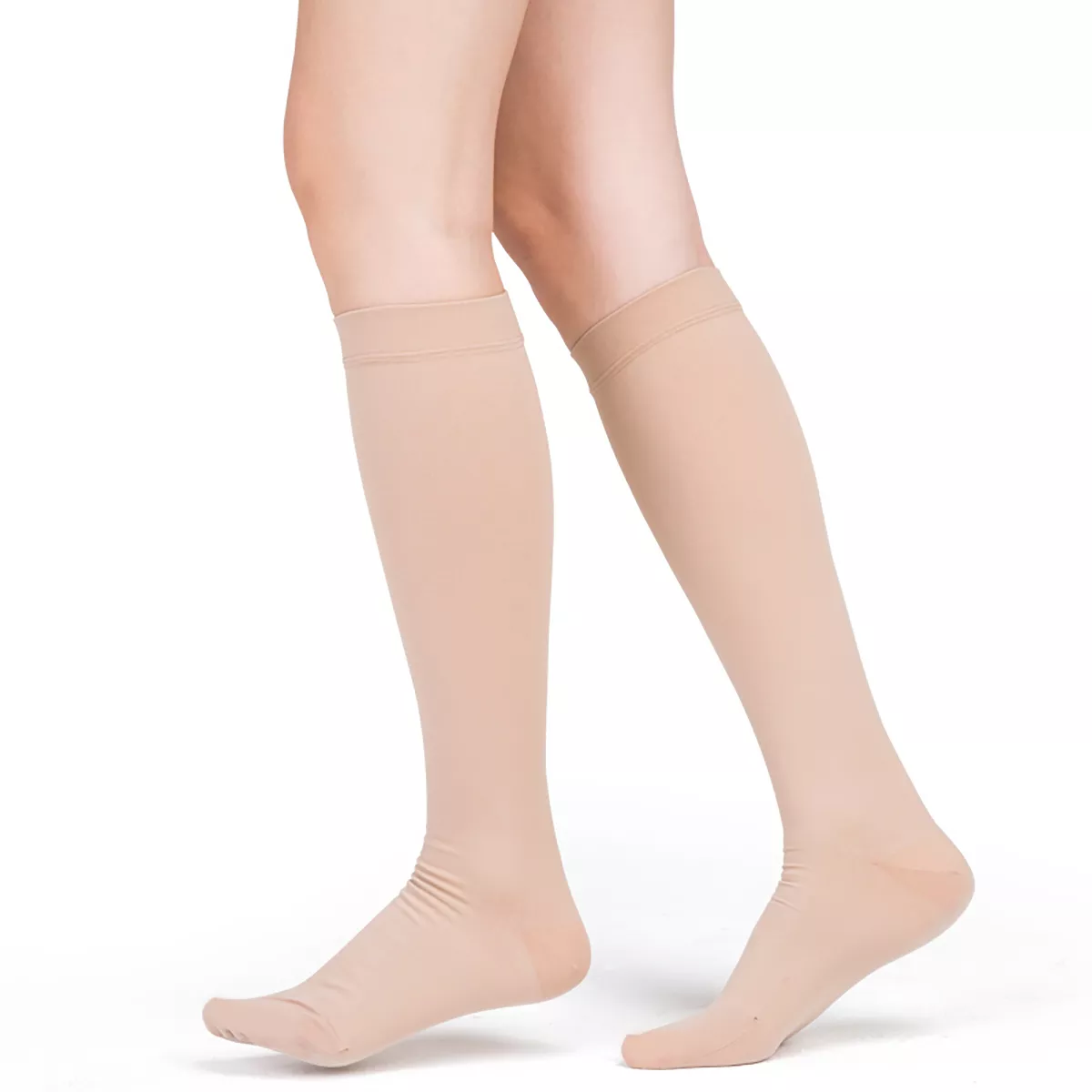 Varcoh ® 30-40 mmHg Women Knee High Closed Toe Compression Socks Beige