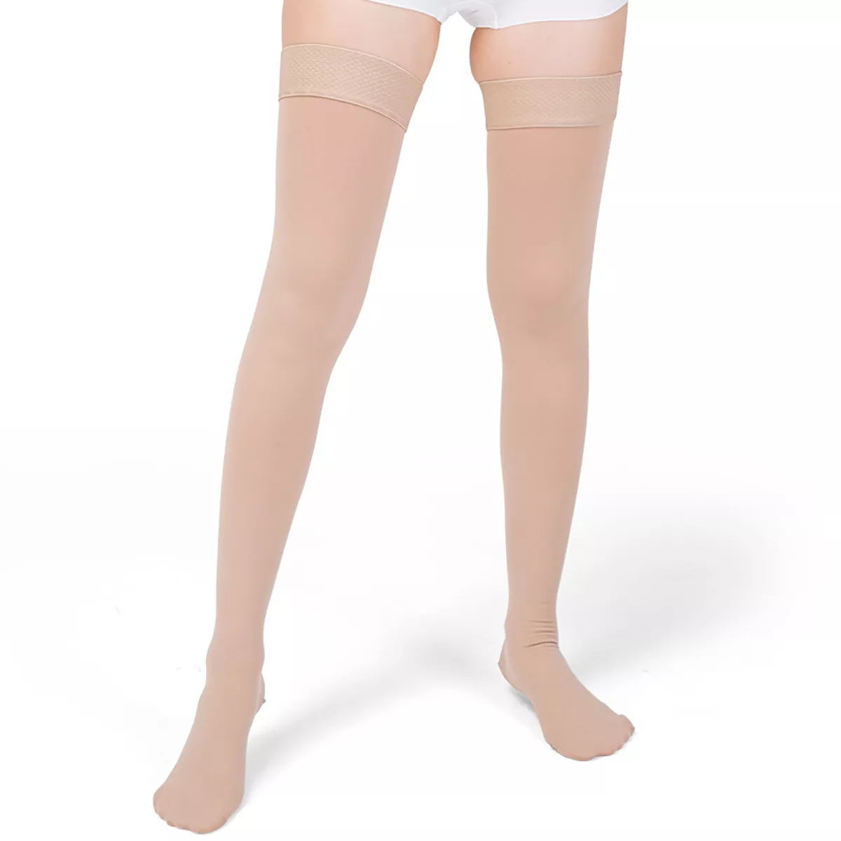 Varcoh ® 8-15 mmHg Women Thigh High Closed Toe Compression Socks Beige