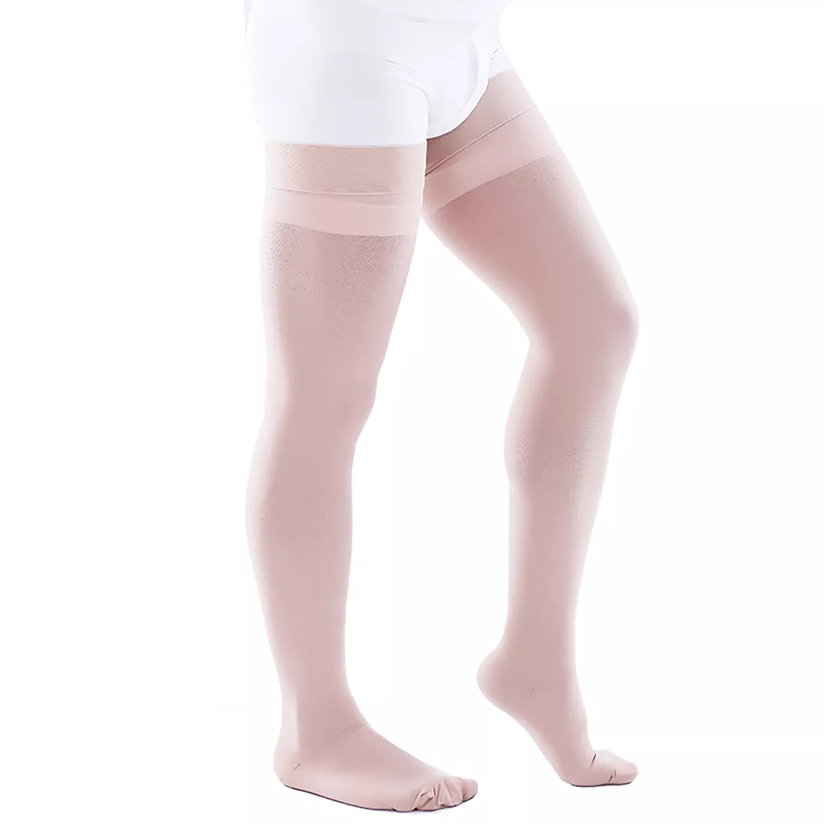 Varcoh ® 20-30 mmHg Men Thigh High Closed Toe Compression Socks Beige